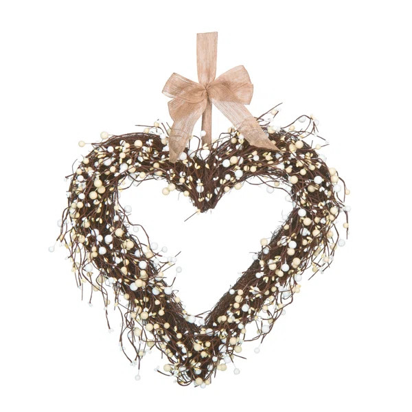 Valentines Berry Heart 22" Twig Wreath | Wayfair Professional