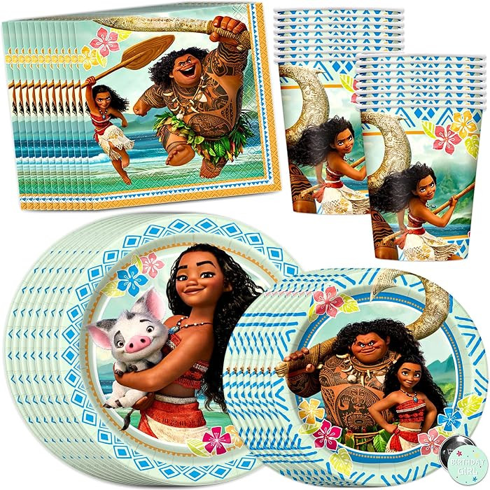 Unique Moana Party Supplies, Moana Birthday Party Supplies Featuring Moana and Maui, Serves 16, W... | Amazon (US)