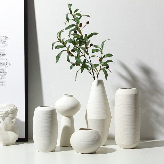 ins nordic decorative vase/brushed ceramic vase/flower arrangement art/creative home decoration v... | Etsy (US)