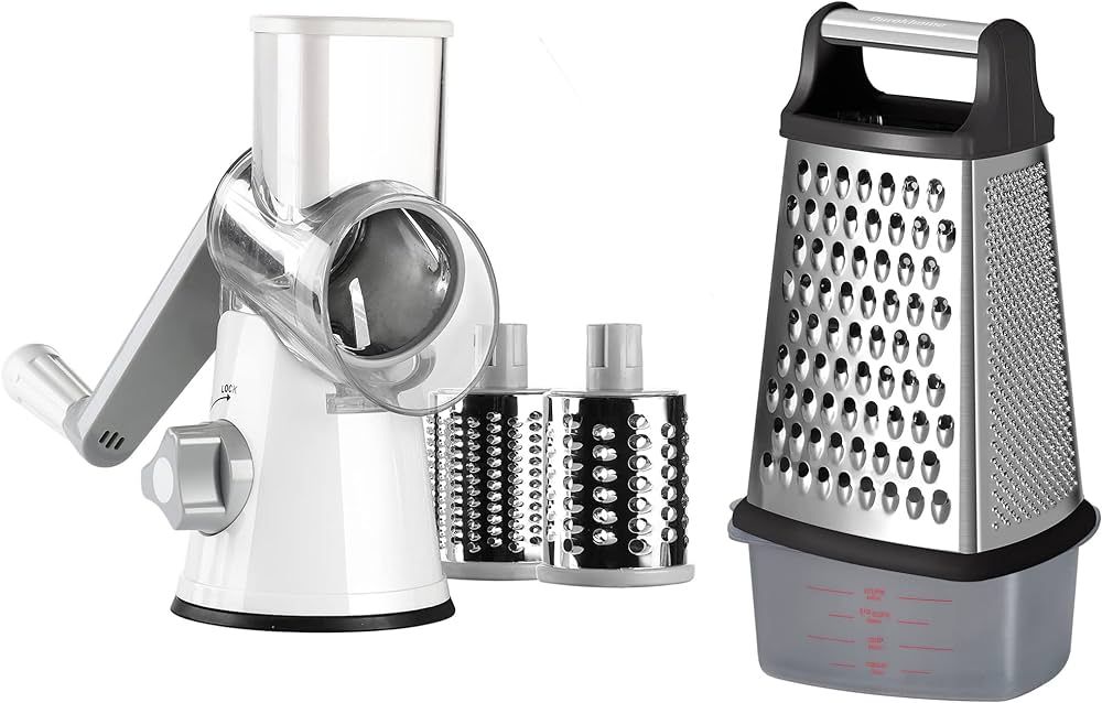 Ourokhome Rotary Cheese Grater Shredder and Stainless Steel Box Grater with Removable Storage Con... | Amazon (US)