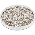 Hanobe Decorative Serving Tray Round: Farmhouse Coffee Table Tray for Ottoman Boho Wooden Centerp... | Amazon (US)