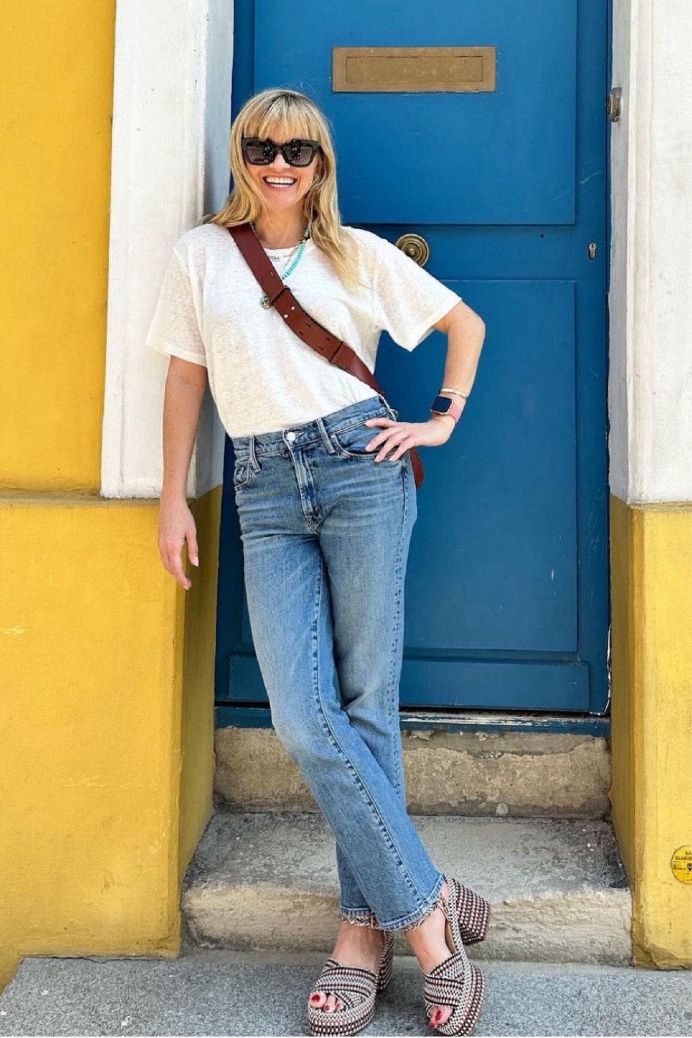Reese Witherspoon  wore a classic fall outfit, and by classic, I mean a simple ensemble that included a staple white short sleeve T-shirt, straight leg high waist jeans classic black oversize sunglasses

#LTKStyleTip #LTKFindsUnder100