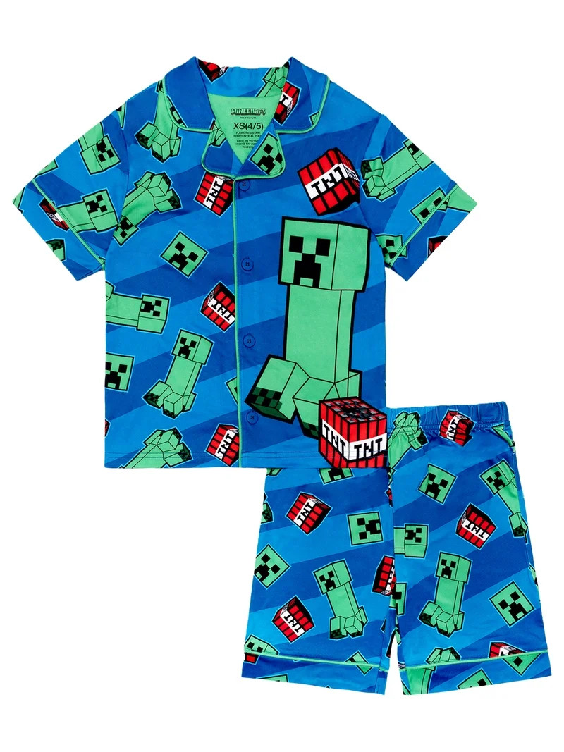 Minecraft Boys 2-Piece Coat and Short Pajama Set, Sizes 4-12 | Walmart (US)