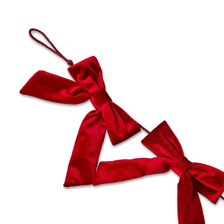 Velvet Bow Christmas Garland, Red, 6', by Holiday Time | Walmart (US)