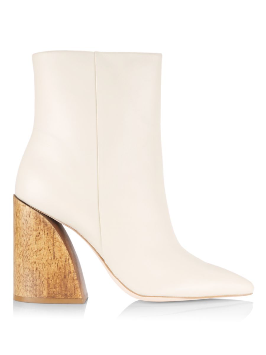 Cristie Leather Wooden-Heel Ankle Boots | Saks Fifth Avenue