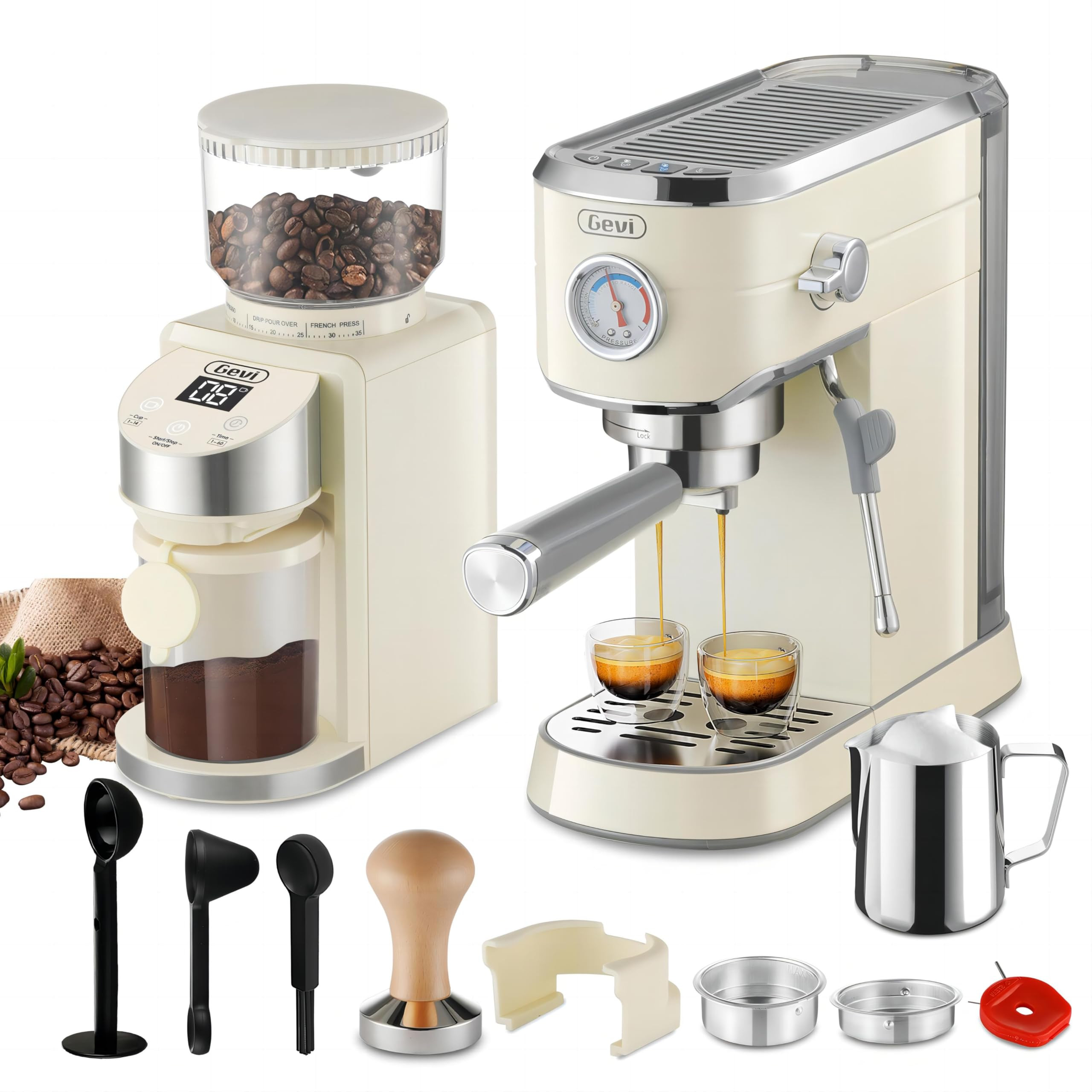 Gevi Espresso Machine 20 Bar with Grinder, Professional Espresso Maker with 35 Precise Grind Sett... | Amazon (US)