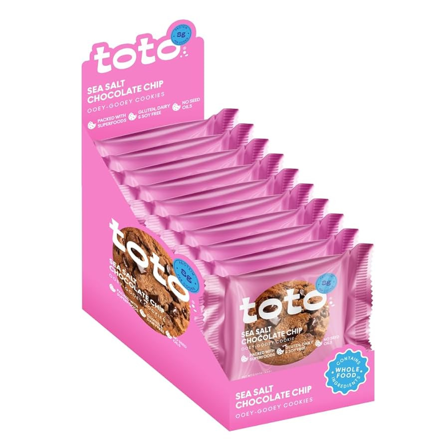 Toto's Sea Salt Chocolate Chip Vegan Cookies: Gluten-Free High-Fiber Cookie with Plant-Based Prot... | Amazon (US)