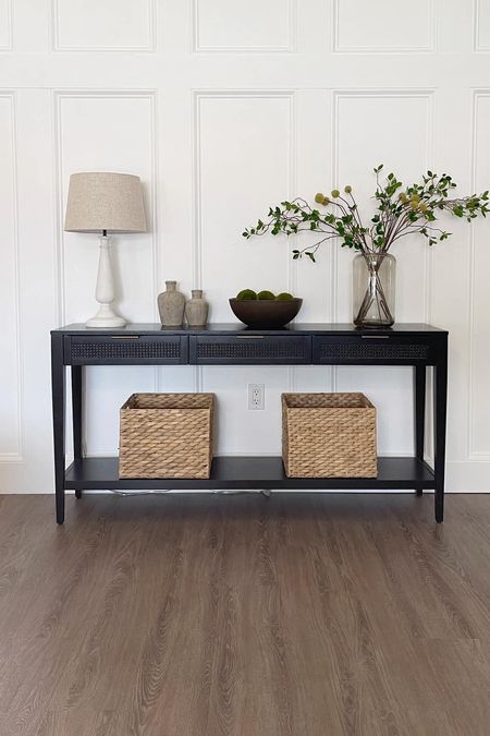 Console table decor and styling. Lamp, home decor, vase, stems, baskets and more! 

#LTKhome