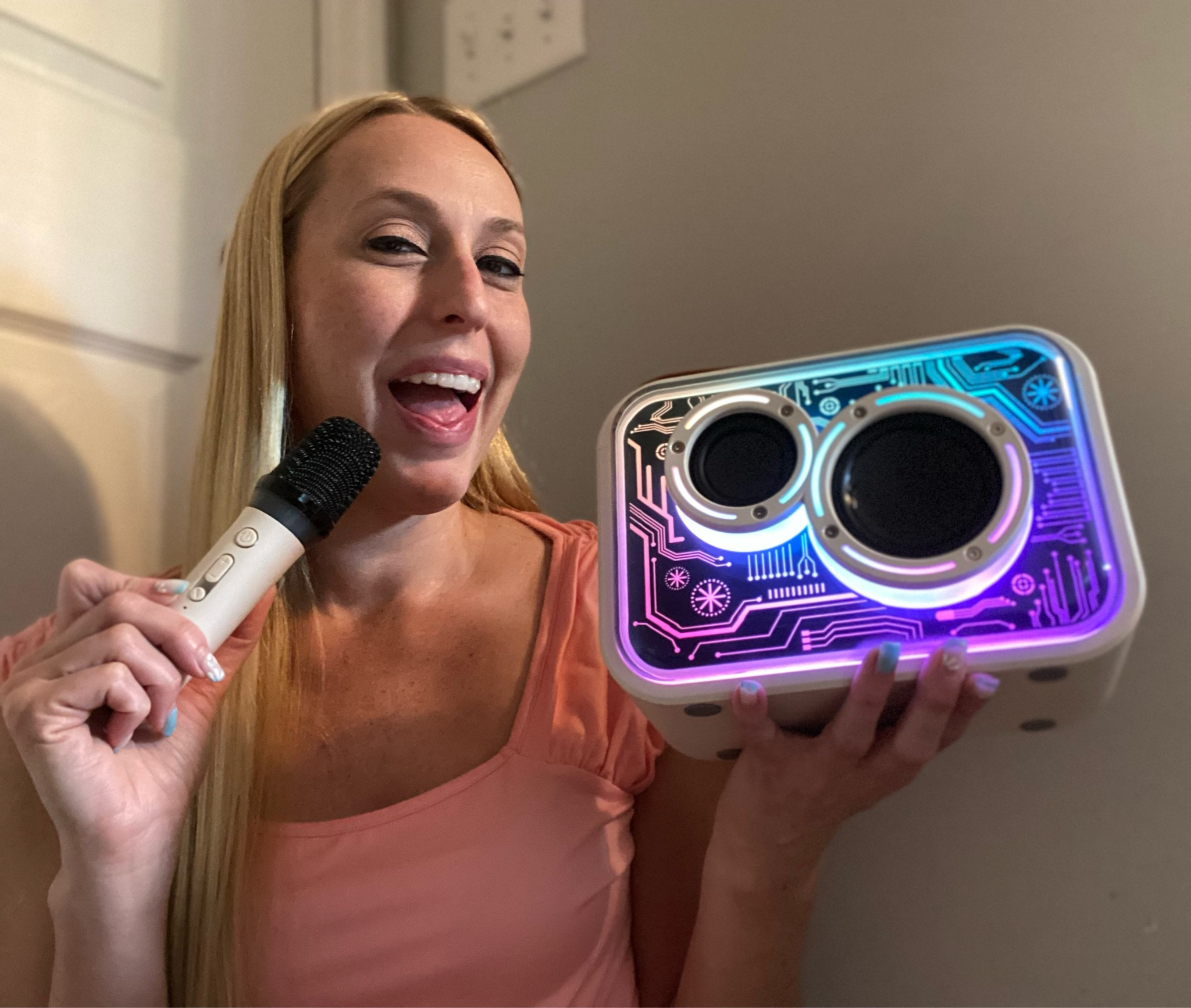 Kids summer fun activity 
😊 if you are looking for something fun for you and kids to do, try out this little karaoke machine 
💖 they can sing and also make fun sounds with the voice changer in the microphones
🎤 comes with 2 microphones 

#LTKKids #LTKFindsUnder50 #LTKParties