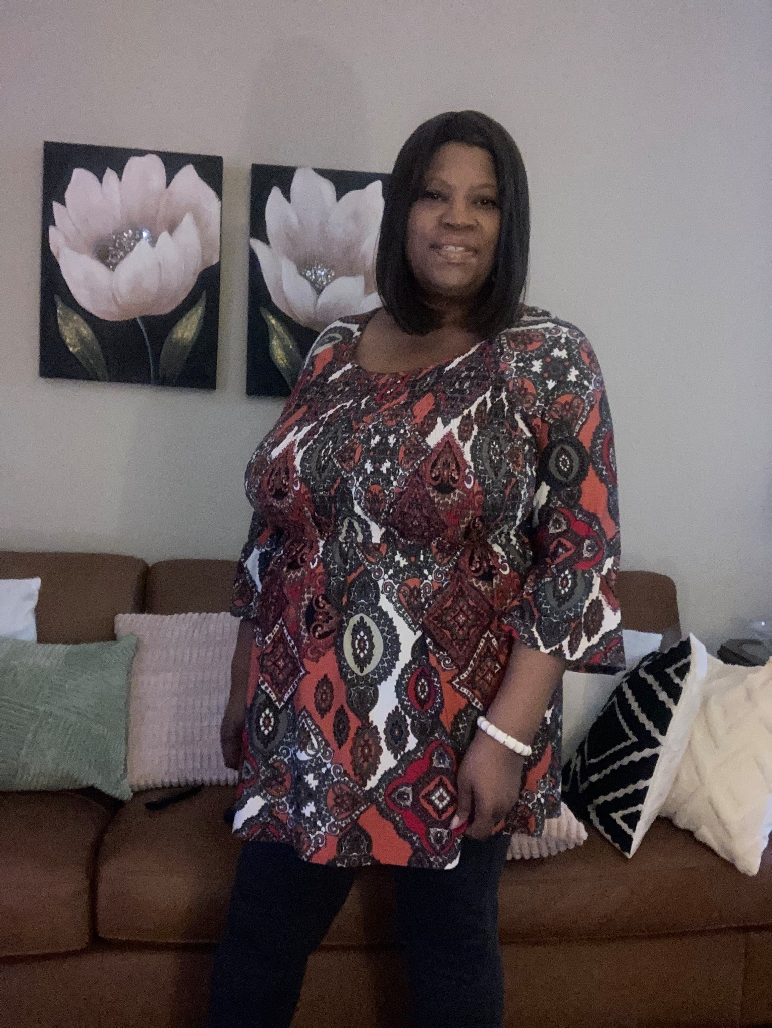 Plus size abstract multi colored tunic with black pants

#LTKPlusSize #LTKOver40 #LTKootd