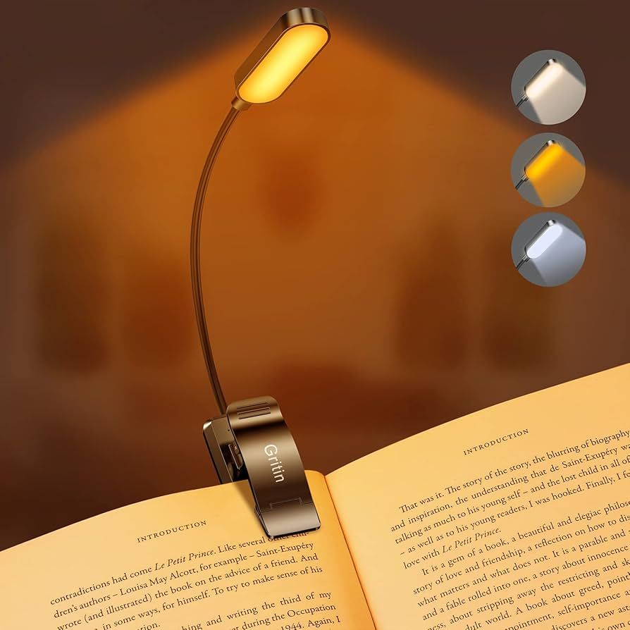 Gritin 16 LED Rechargeable Book Light for Reading in Bed, Eye Caring 3 Color Temperatures, Steple... | Amazon (US)