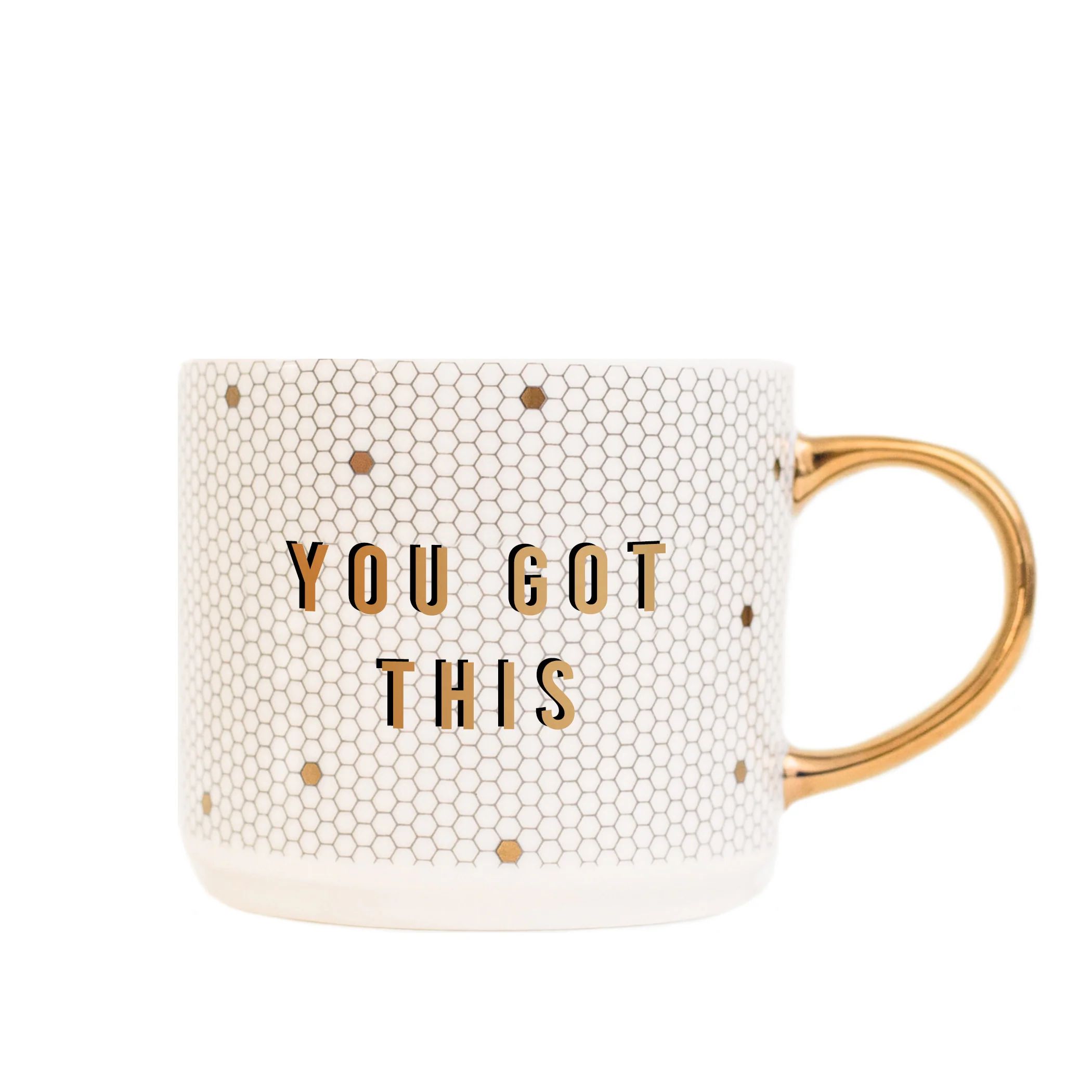 You Got This - White + Gold Honeycomb Tile Coffee Mug | Sweet Water Decor, LLC
