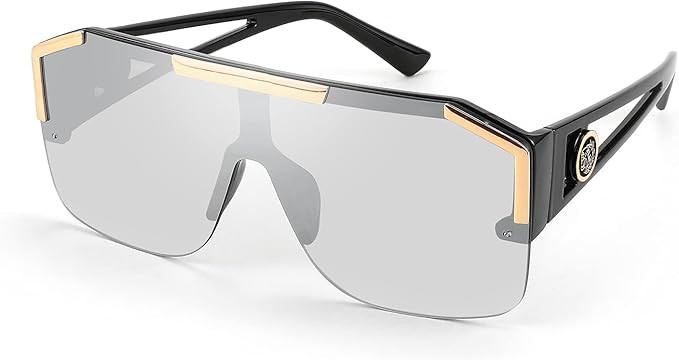 Amazon.com: FEISEDY Square Oversized Sunglasses for Men Women, Flat Top Shield One Piece Lens Sun... | Amazon (US)