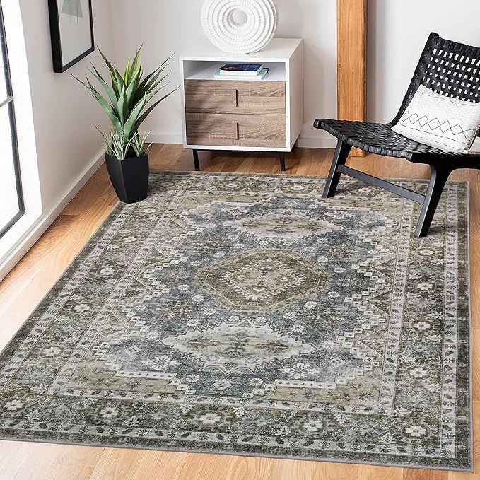 Rugland 5x7 Area Rugs – Stain Resistant Washable Rug, Anti Slip Backing Rugs for Living Room, B... | Amazon (US)