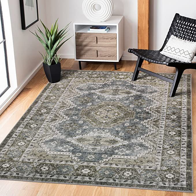 Rugland 5x7 Area Rugs – Stain Resistant Washable Rug, Anti Slip Backing Rugs for Living Room, B... | Amazon (US)