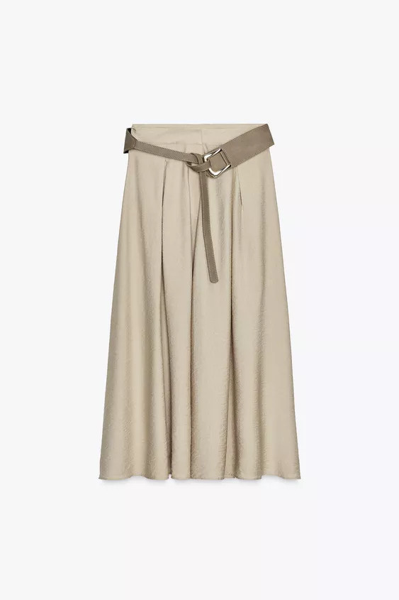 RUSTIC BELTED A-LINE SKIRT | Zara US
