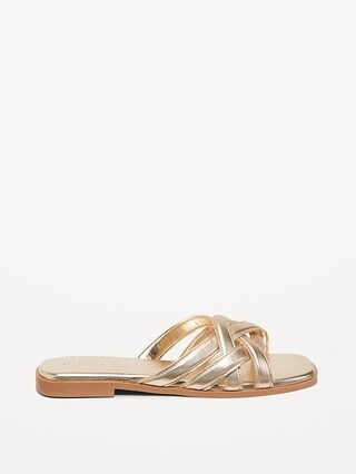 Faux-Leather Woven Strap Sandals | Old Navy (US)