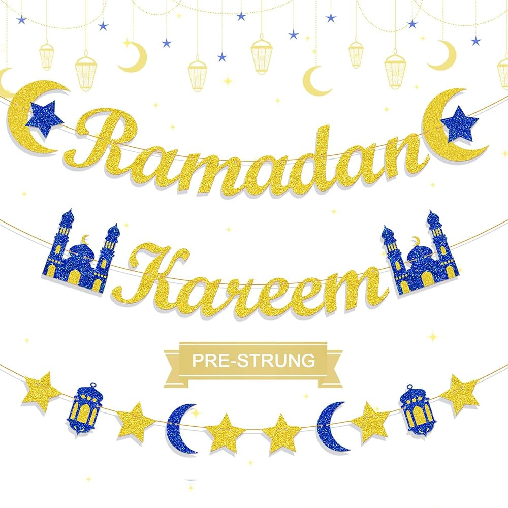 Gifloon Ramadan Kareem Banner with Moon Star Lantern, Ramadan Hanging Decorations for Islamic Ram... | Amazon (CA)