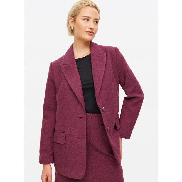 Burgundy Single Breasted Herringbone Blazer 8 | Tu Clothing