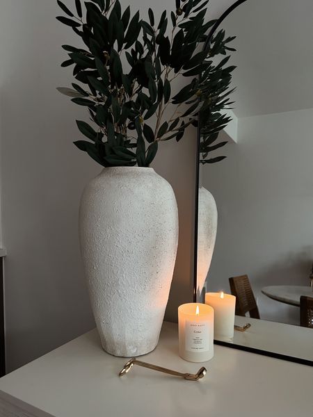 Rustic white vase and faux olive stems 

#LTKhome