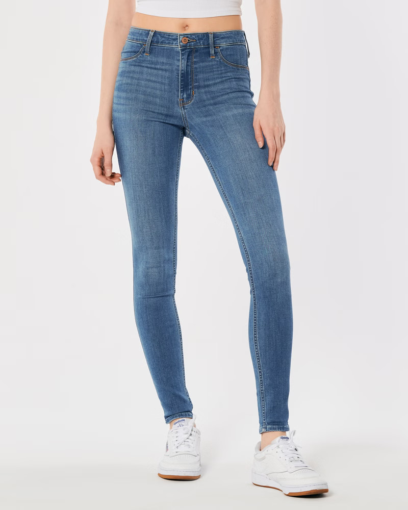 Women's High-Rise Medium Wash Jean Leggings | Women's Bottoms | HollisterCo.com | Hollister (US)