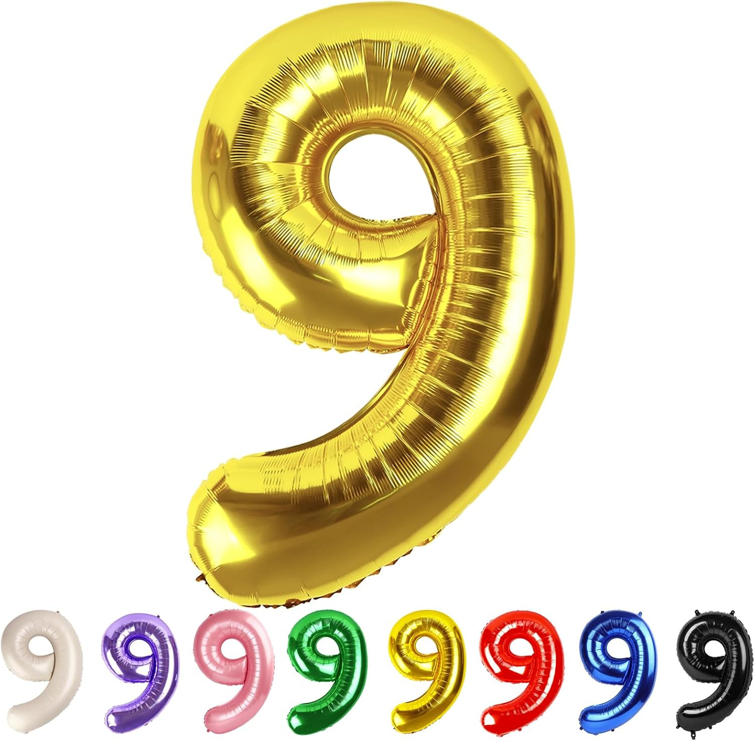 9 Balloon Numbers Party Decorations, 40In Gold Balloons for Birthday | Amazon (US)