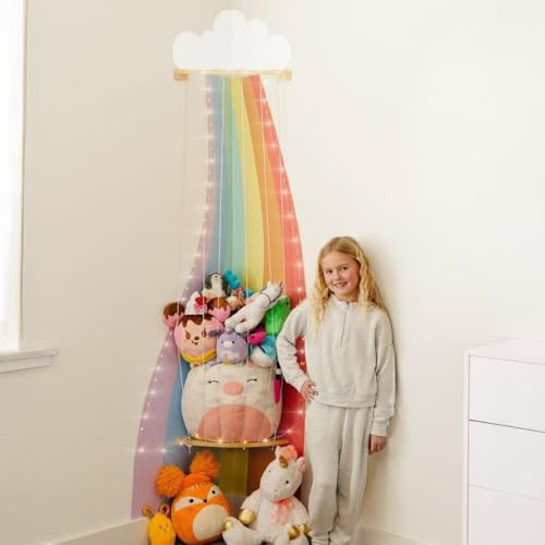 PUTSKA Corner Stuffed Animal Storage Organizer - Stuffed Animal Holder, Stuffy Storage, Space-Saving Plushies and Toy Corner Organizer for Kids Room (Rainbow) | Amazon (US)