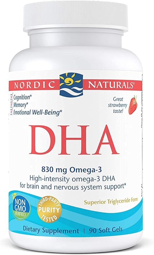 Nordic Naturals DHA, Strawberry - 90 Soft Gels - 830 mg Omega-3 - High-Intensity DHA Formula for ... | Amazon (US)