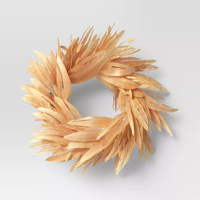 22" Artificial Oat Grass Corn Husk Wreath - Threshold™ | Target