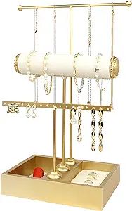Funlove Jewelry Organizer Stand 3-in-1 Holder for Necklaces Bracelet Earrings & Ring, Tree Jewelr... | Amazon (US)