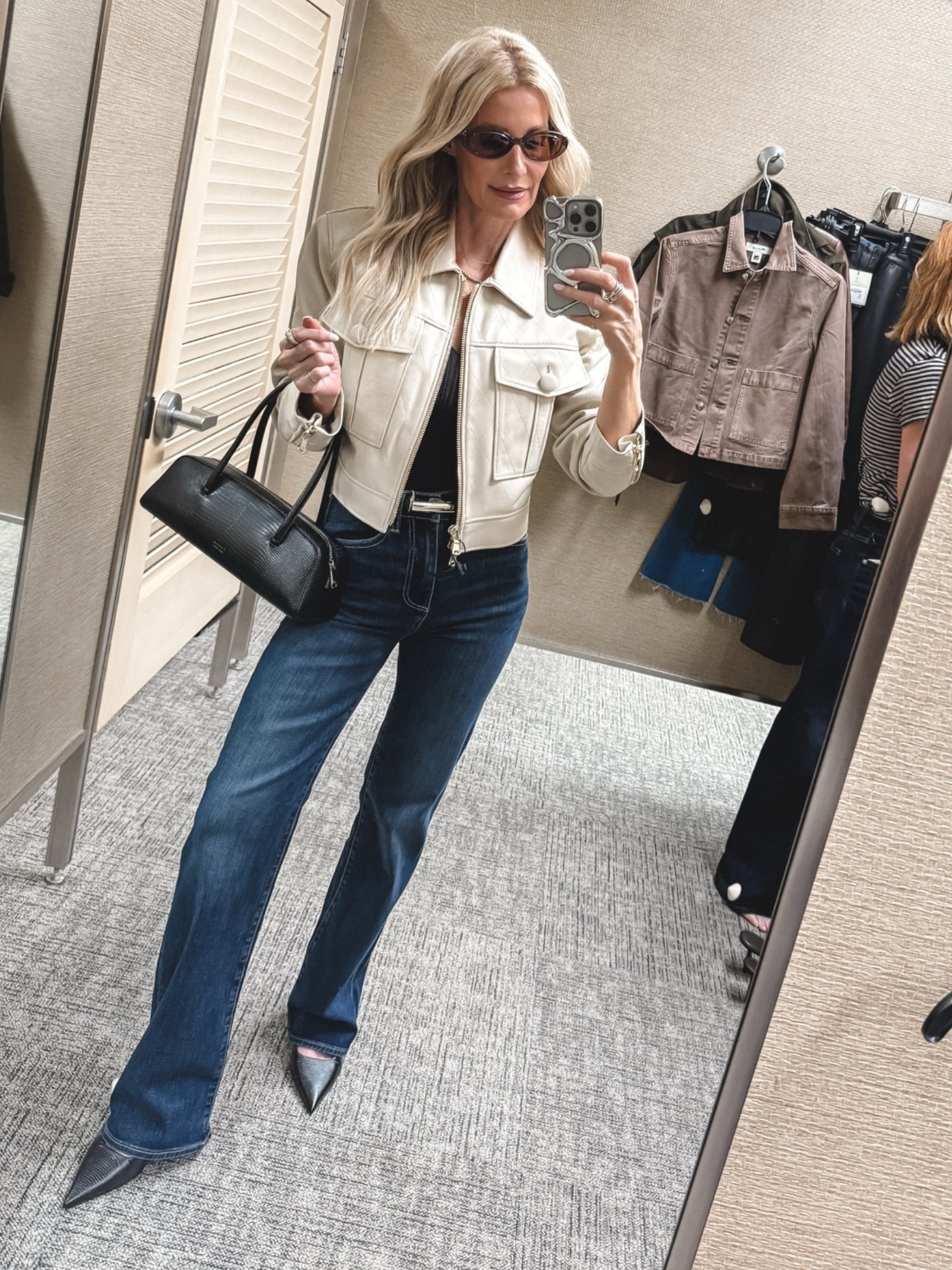 This L’Agence jacket is such a cool statement piece — the strong shoulders, gold zipper, and polished fit make it instantly elevate the whole look. The jacket is not part of the Nordstrom Anniversary Sale, but the rest of this outfit is, including these flattering Pistola slim bootcut jeans that give such a long, lean leg line. I’m wearing an XS in the jacket and a size 24 in the jeans. #NSale #LTKStyleTip
 

 

#LTKOver40