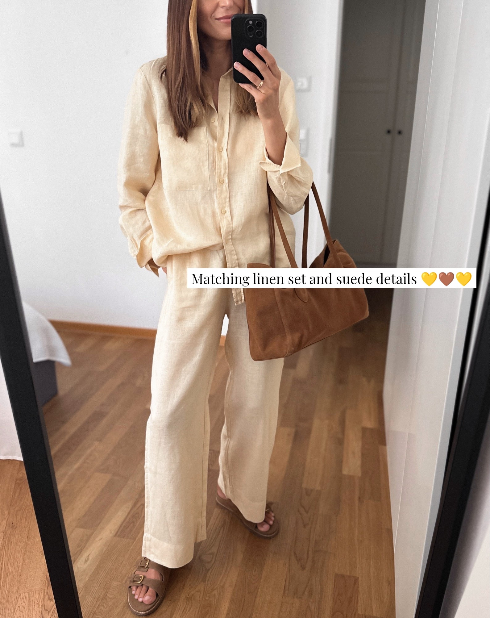 Matching set and suede details:

- linen pants (wearing small) and linen shirt (wearing medium), also linked other colors as alternatives - khaki, beige, and light blue.

- sandals - @Boden (UK) now on sale ✔️

#outfitoftheday #ad #summeroutfit #linen

#LTKstyletip #LTKsummer