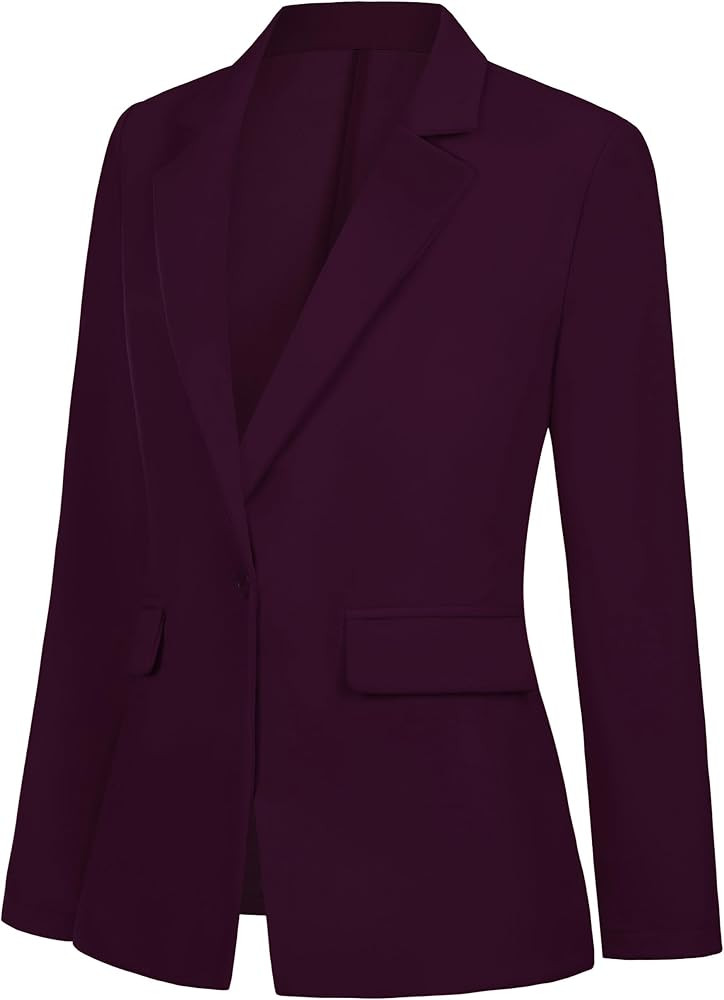 Womens Blazer One Button Jacket Suits Notched Lapel Casual Work Office Long Sleeve Blazer with Po... | Amazon (US)