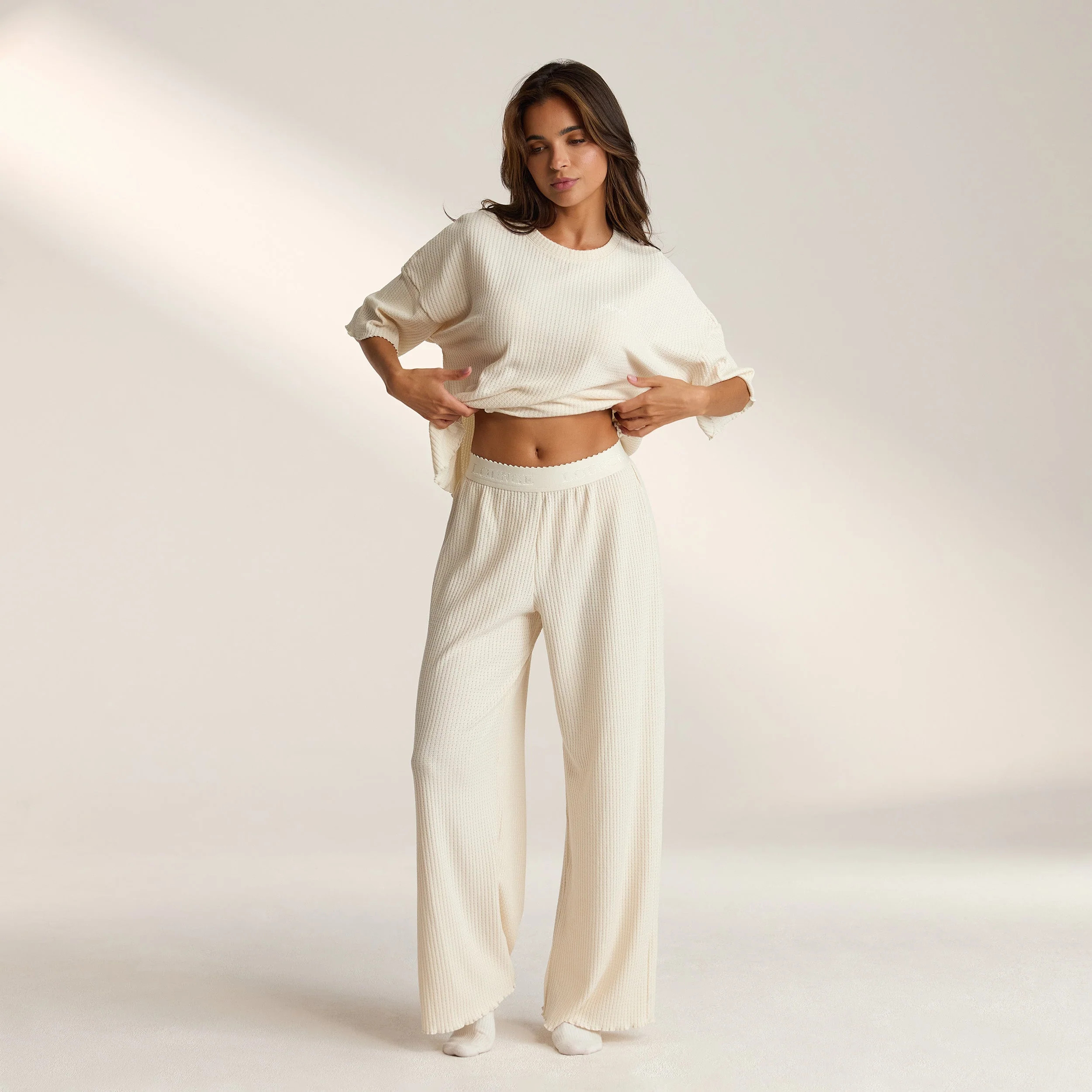 Soft Waffle Pajama Pants - Cream | Lounge (US)