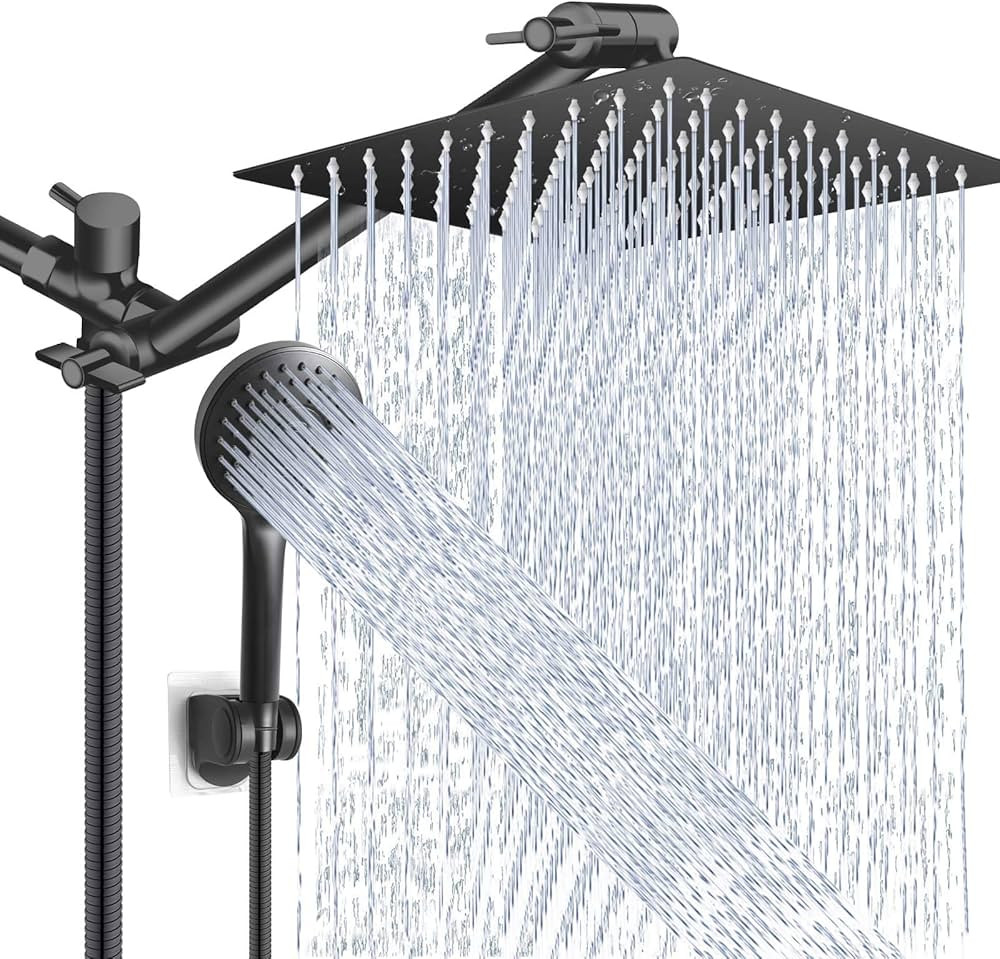 Shower Head Combo,10 Inch High Pressure Rain Shower Head with 11 Inch Adjustable Extension Arm an... | Amazon (US)