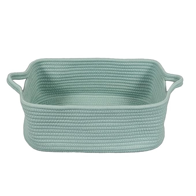 Woven Cotton Rope Storage Basket with Handles for Organizing Shelves Closet Small Cat Dog Pet Toy... | Amazon (US)