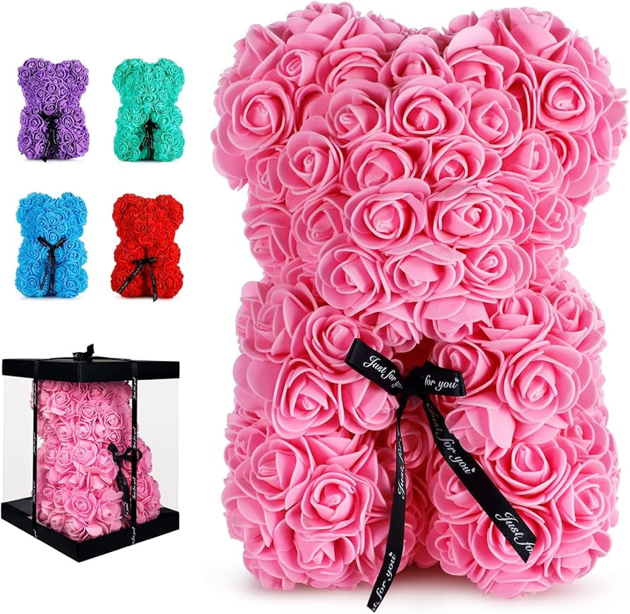 Valentines Day Gifts Rose Bear, Rose Teddy Bear, Teddy Flower Bear, Cute Flower Bear, Romantic Gi... | Amazon (US)