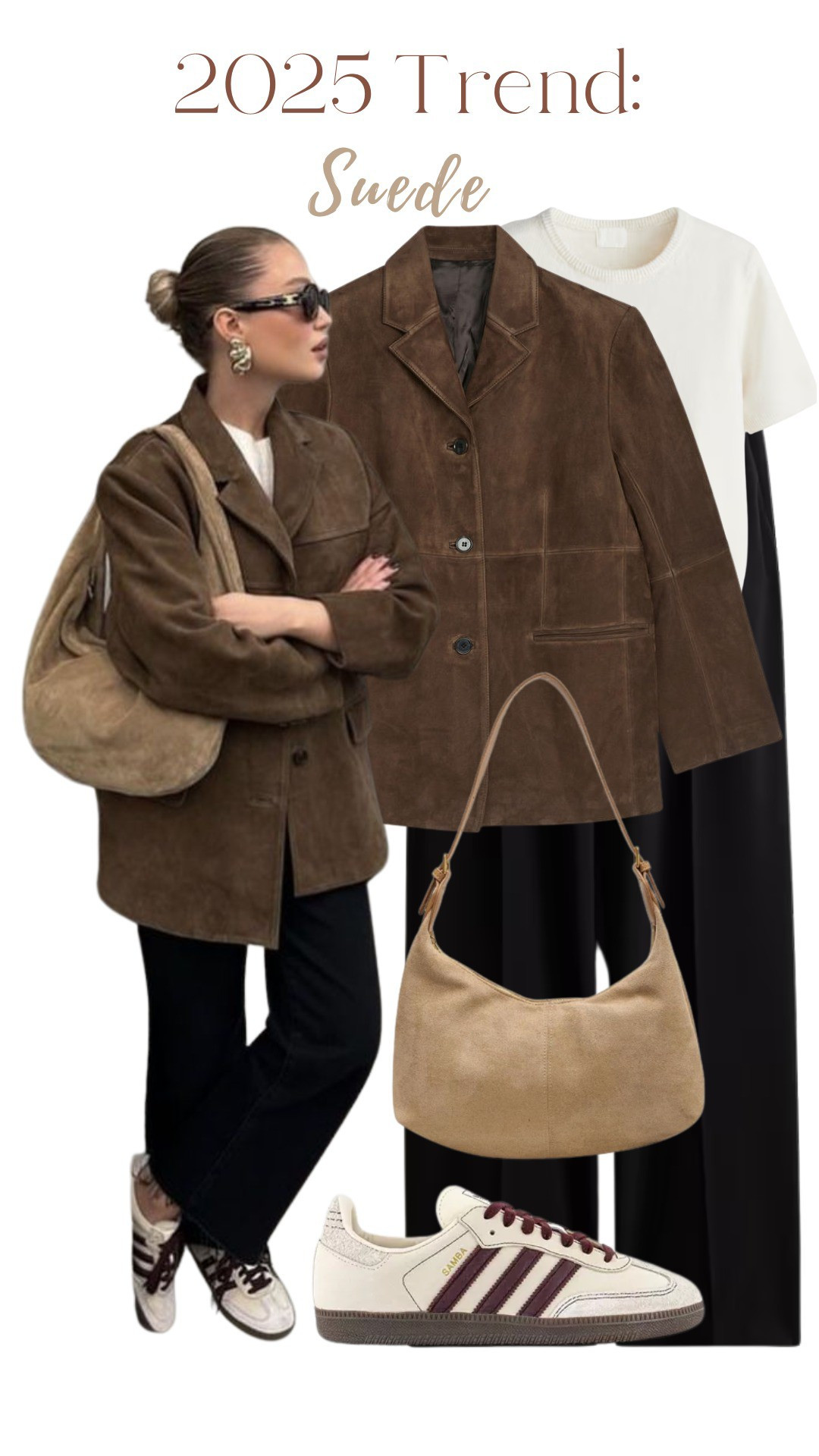 Suede jacket, white t-shirt, black trousers, Adidas sambas, suede jacket trend, transitional weather outfits 

#LTKMostLoved #LTKFindsUnder50 #LTKStyleTip