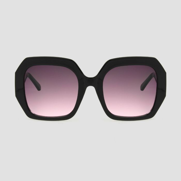 Women's Square Sunglasses with Burgundy Gradient Lenses - A New Day™ Black | Target