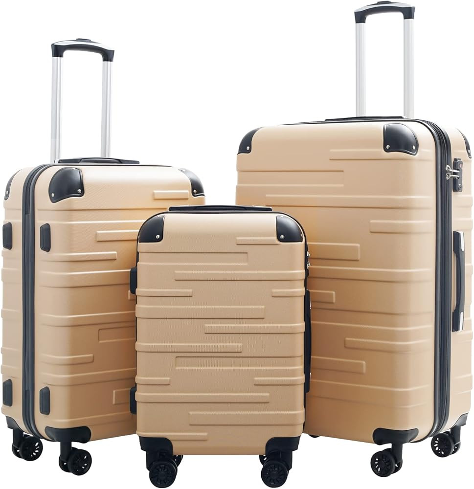Coolife Hardside Luggage 3 Piece Set with TSA Lock, Spinner Wheels, Telescopic Handle, Lightweigh... | Amazon (US)