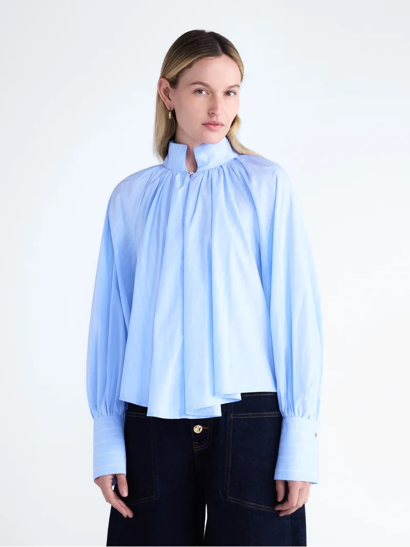 Scoop Women's and Women's Plus Flowy Volume Cotton Blouse, Sizes XS-4X | Walmart (US)
