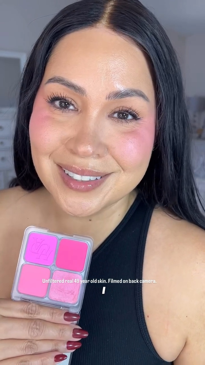 Trying on all 3 @hudabeauty Blush Filter Blurring Blushlighters Palettes. They are blurring, pigmented and super silky. Gorgeous on over 40 skin!

All products always listed in my #ltk 

#blushpalette #over40makeup #matureskin #musthavemakeup #hudabeautypalette

#LTKFindsUnder50 #LTKBeauty #LTKOver40
