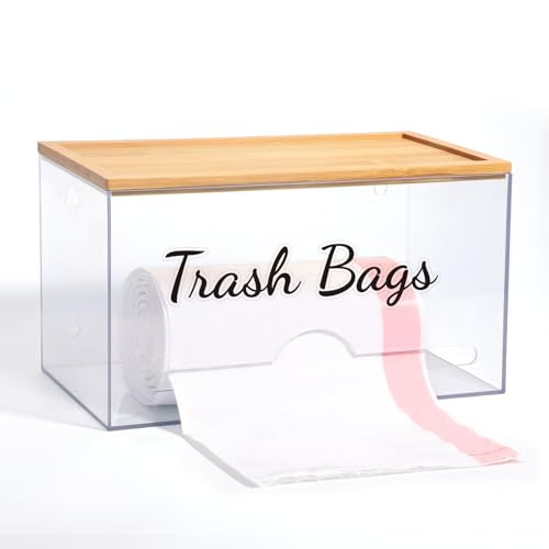 JYPS Stackable Storage Trash Bag Holder With Bamboo Lid, Wall Mounted Garbage Bag Dispenser Holde... | Amazon (US)
