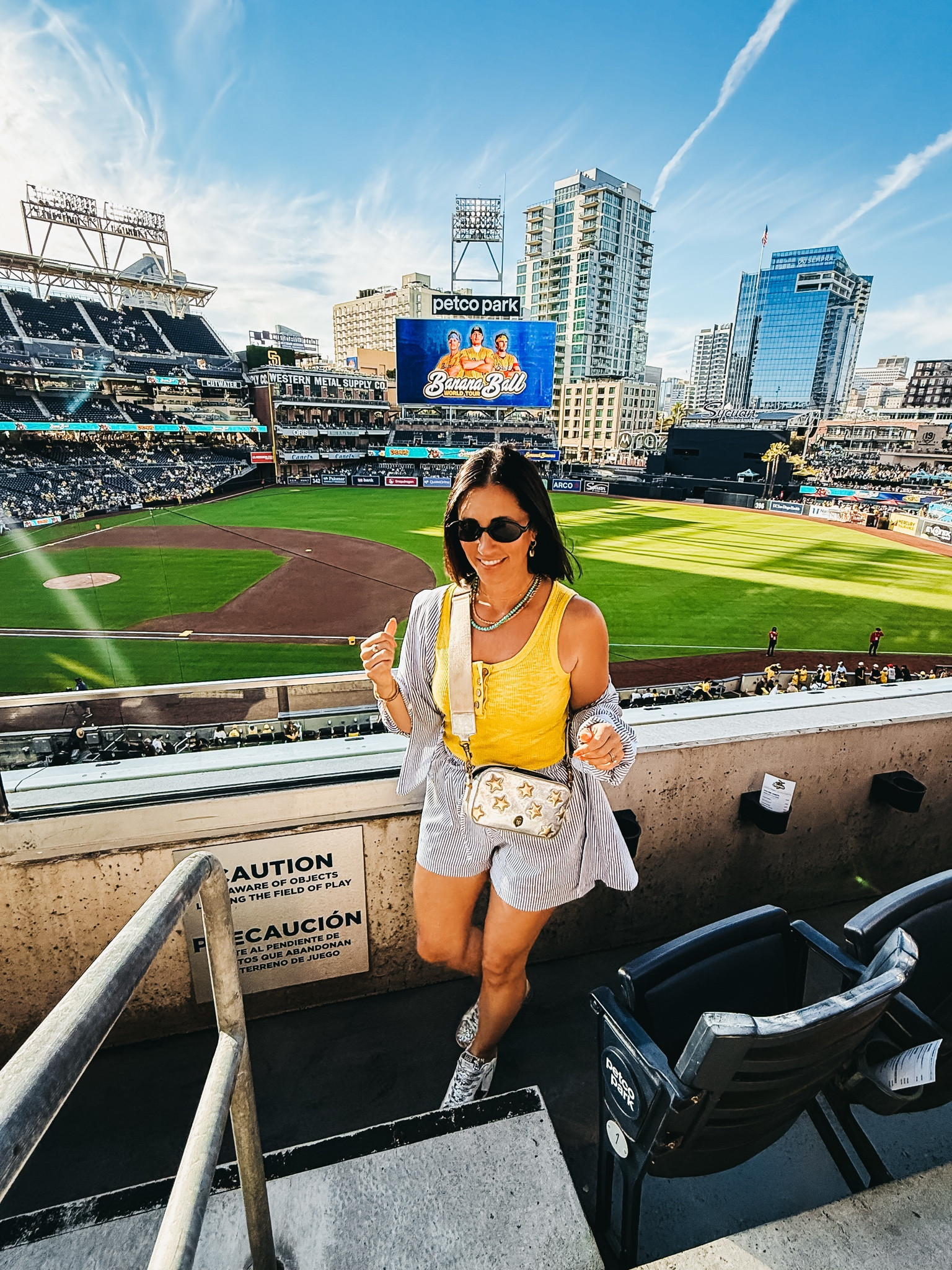 Savannah Bananas outfit of the night! 🍌⚾️💫💙💛

Wore this blue & white striped set all vacation! 🫶🏻love that you can mix & match it with other things! 

Yellow tank is Amazon also! ￼

• size small in tank
• size small in blue and white set 


#SavannahBananasOutfitIdea #PetcoPark #FamilyNight #CasualStyle #BaseballOutfit #baseballMomOutfit #VacationSet ￼

#LTKmomlife #LTKOver40 #LTKootd