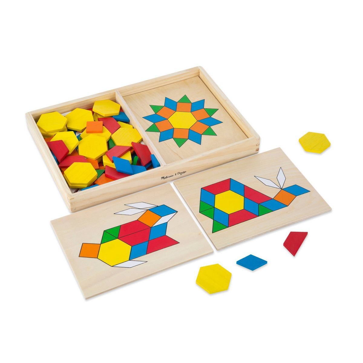 Melissa & Doug Pattern Blocks and Boards - Classic Toy With 120 Solid Wood Shapes and 5 Double-Si... | Target
