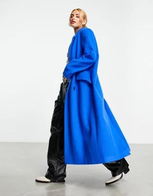 ASOS DESIGN smart dad coat in cobalt | ASOS (Global)