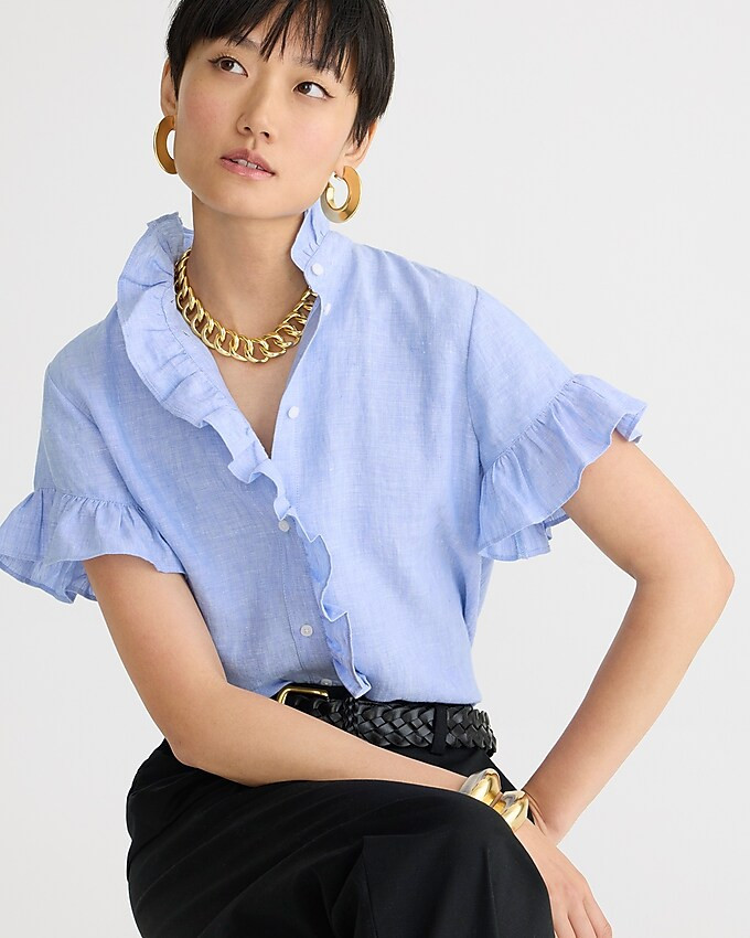 Short-sleeve cottage top in linen | J. Crew US