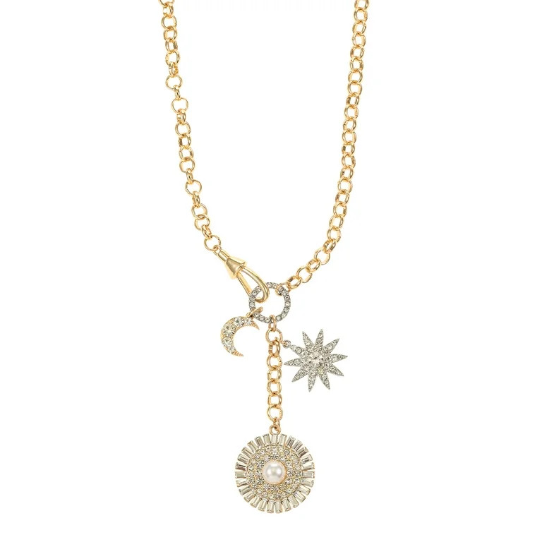 Time and Tru Goldtone and Crystal Sun, Moon and Stars Necklace, 1 Piece | Walmart (US)