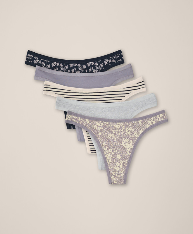 Women’s Everyday Classic Fit Thong 5-pack made with Organic Cotton | Pact | Pact Apparel