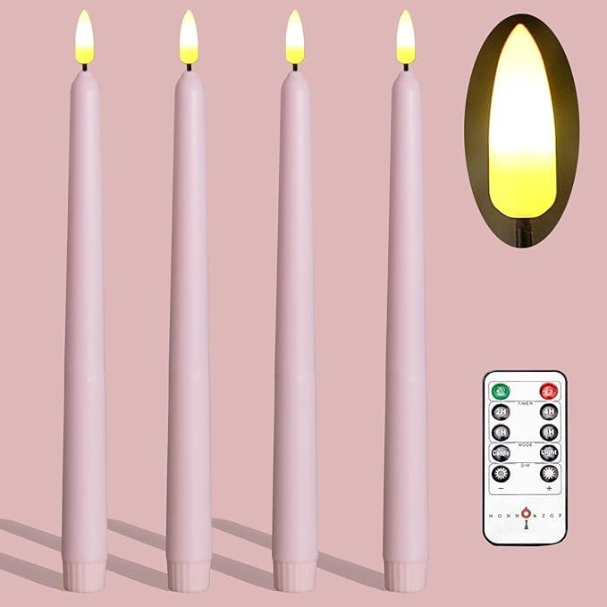 4 Pack Pink 11'' Wax Covered Flameless Candles, Use 2-AA Batteries(not included）Runs 200 Hours,... | Amazon (US)